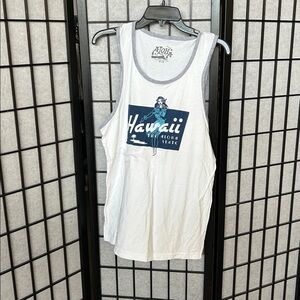ALOHA Collection White and Blue Hawaii Tank Top